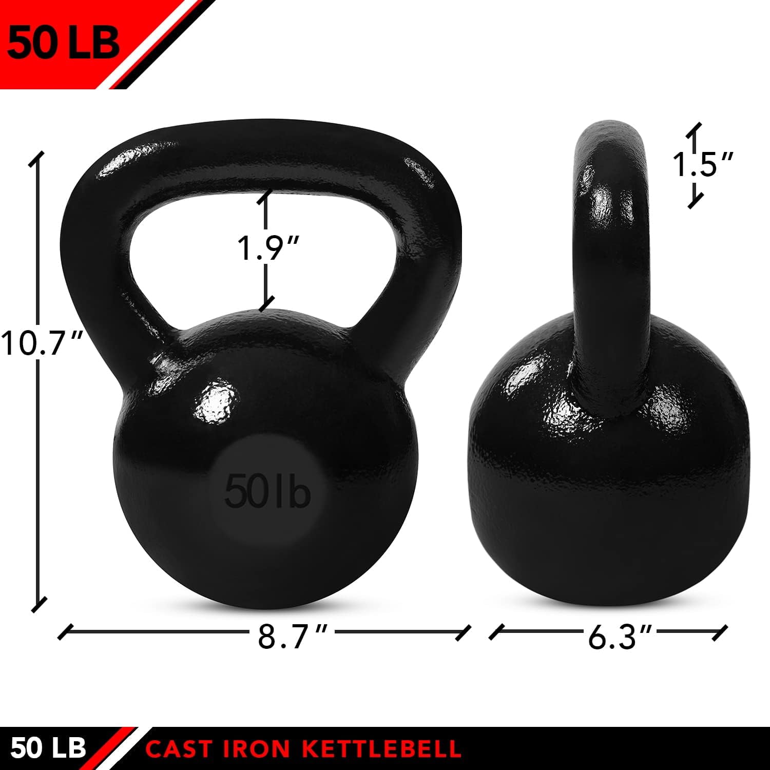 JFIT Kettlebell Weights Cast Iron, 50 LB