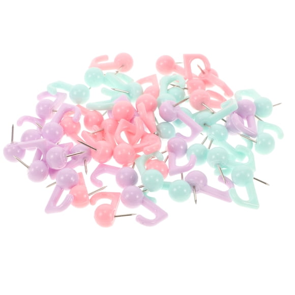 Milisten 50pcs Map Push Pins for Cork Board and Thumb Tacks for Wall Picture Hangers with Heavy Duty Push Pins and Push Pin Hooks for Hanging