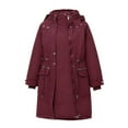 thumbnail image 4 of Maternity 3 in 1 Winter Coat Thicken Quilted Lined Warm Hooded Outwear Puffer Down Jacket Parka with Pockets Red M, 4 of 4