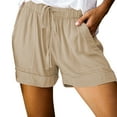 thumbnail image 4 of Womens Casual Shorts Splice Comfy Waist Shorts Elastic Pocketed Casual Drawstring Girls Bottoms Shorts, 4 of 5