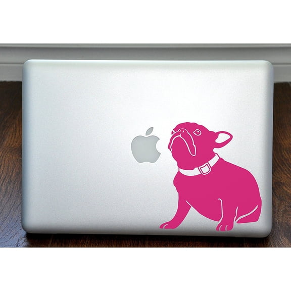 Bella the French Bulldog Sitting Hot Pink Decal for 13" Macbook