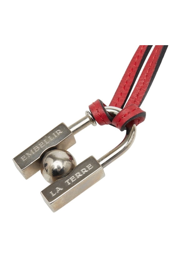 Pre-Owned Herms Cadena H "In Search of the Unknown Beauty Earth" 2001 Necklace Silver Red...