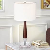Warehouse of Tiffany Regan Chromef-White 1-Light Drum Fabric Shade Table Lamp