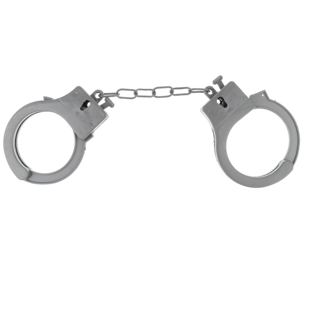 6 PAIR ELECTROPLATE GREY PLASTIC TOY HANDCUFFS  police handcuff PARTY FAVOR 
