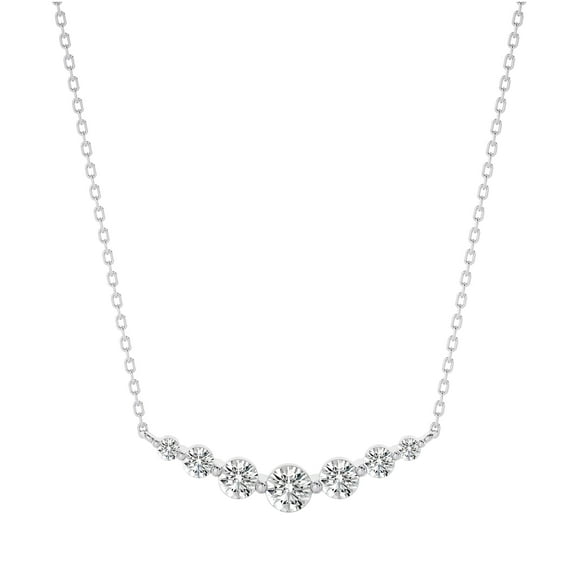DIAMOND CLUB 1 Carat Lab Grown Diamond Arc Necklace in 14K White Gold – Elegant Jewelry for Women Suitable for All Seasons