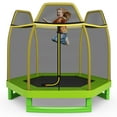 thumbnail image 1 of Patiojoy Trampoline Rond de 7 Pi pour Enfants, Lit de Saut avec Filet de Sécurité, Jaune, 1 of 9