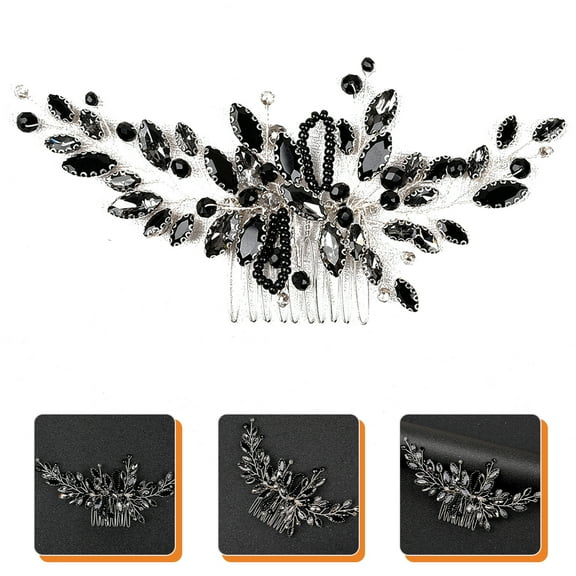 HAKIDZEL Crystal Wedding Hair Comb Black Alloy 1Pcs