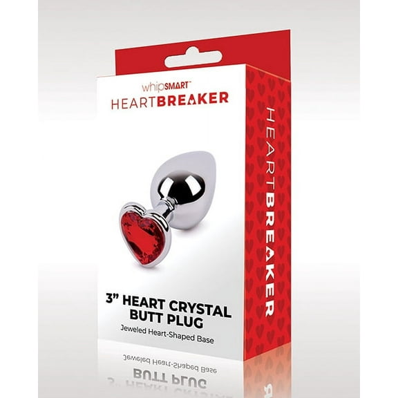 Whipsmart Heartbreaker 3" Heart Crystal Butt Plug - Red