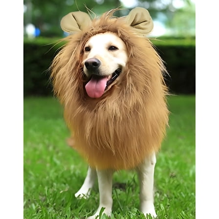 TELOLY Lion Mane Costume Faux Fur Holiday Large Medium Dog Apparel Light Brown
