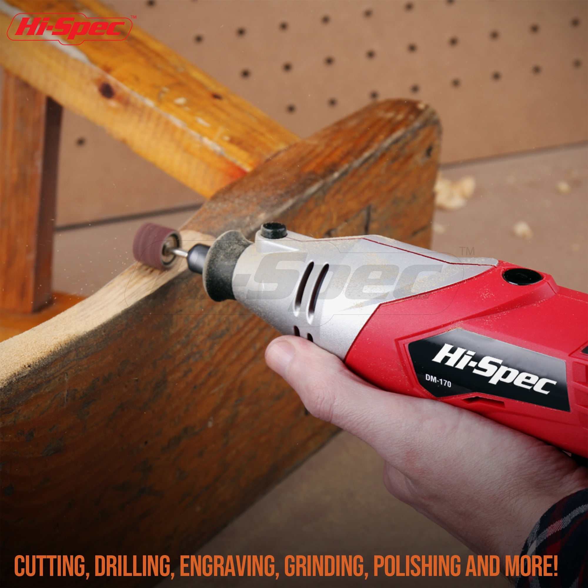 Hi-Spec DT30305 160W Corded Electric Rotary Tool Kit, Drill, 35000 RPM, 2 Speeds, 121 Pieces, 110V