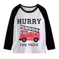 thumbnail image 3 of HILEELANG Toddler Boy Tee Shirts Raglan Long Sleeve Crewneck T Shirt Black Red Yellow Cartton Car Winter Basic Shirts 3 Pack Set 2T, 3 of 4