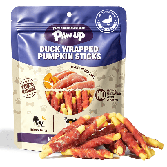 PAWUP Duck Wrapped Pumpkin Biscuits Dog Treats, Rawhide Free, Promote Digestion Soft Chewy Dog Snacks for All Dogs, 10.6oz