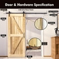 thumbnail image 2 of Homacer 5-in-1 36in x 84in Pine Wood Frame Barn Door with 6.6ft Long Flat Track, Classic Design Roller Installation Hardware Kit Including Door Handle and Soft Close，, Interior Use Only, 2 of 8