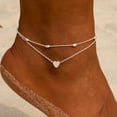 thumbnail image 3 of keusn anklet for women s925 sterling silver adjustable foot beaded heart charm ankle bracelet anklets jewelry chain h, 3 of 3