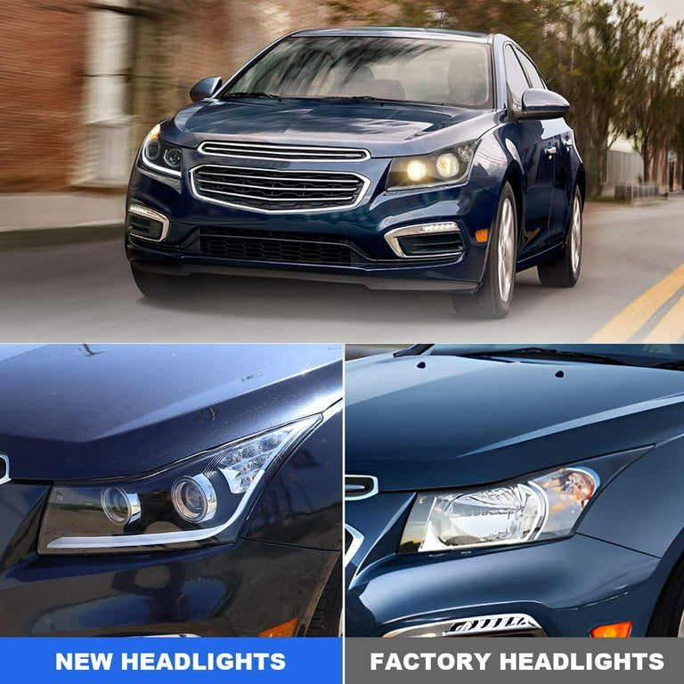 Winjet Headlight Assembly For 2011 2015 Chevy Cruze LED DRL Projector Headlights Black Clear Set Headlamp
