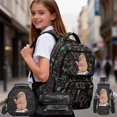 thumbnail image 2 of Yspwyqan Reading Capybara Backpack Set With Lunch Box Pencil Case Girls, 4Pcs 17 Inch Large Capacity Backpack for Boys Adjustable Straps Multi-Pocket Bags for School, 2 of 7