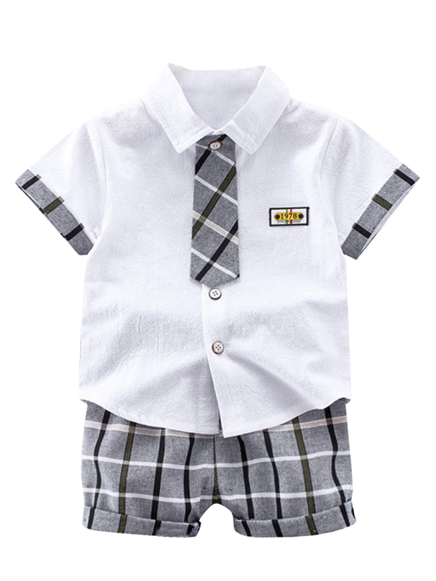 Details about  / 3pcs Baby Kids Boys Dress Suit Coat+Plaids Shirt+Denim Pants Outfits Clothes Set