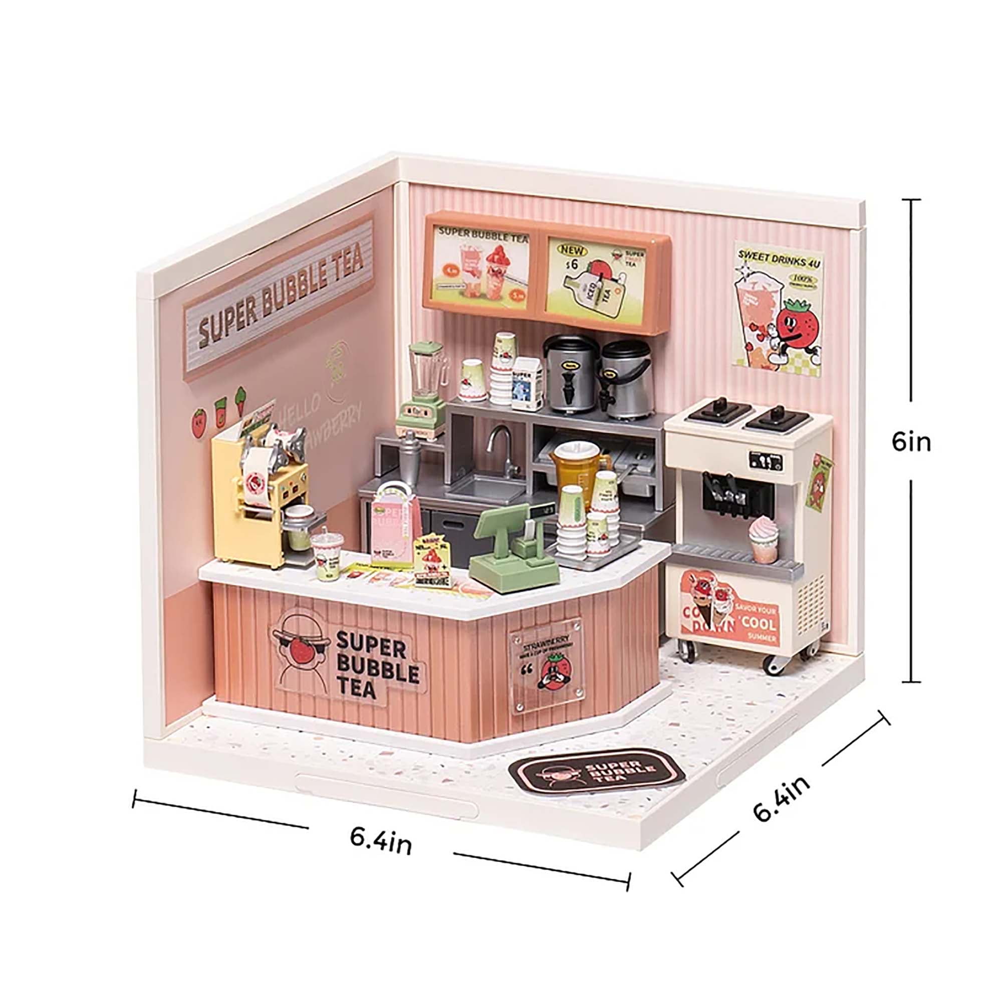 Rolife Super Creator Double Joy Bubble Kids Tea Plastic DIY Miniature Wooden House Kit