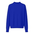 thumbnail image 7 of Women's Mock Neck Sweater, Solid Color Long Sleeve Pullover, Loose Fit Casual Basic Top, Fall Winter Everyday Knit Sweater, Simple Crewneck Pullover Blue XL, 7 of 7