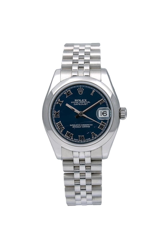 Pre-Owned Rolex Datejust 31MM 178240 Blue Roman Dial Smooth Bezel Stainless Steel Jubilee Bracelet