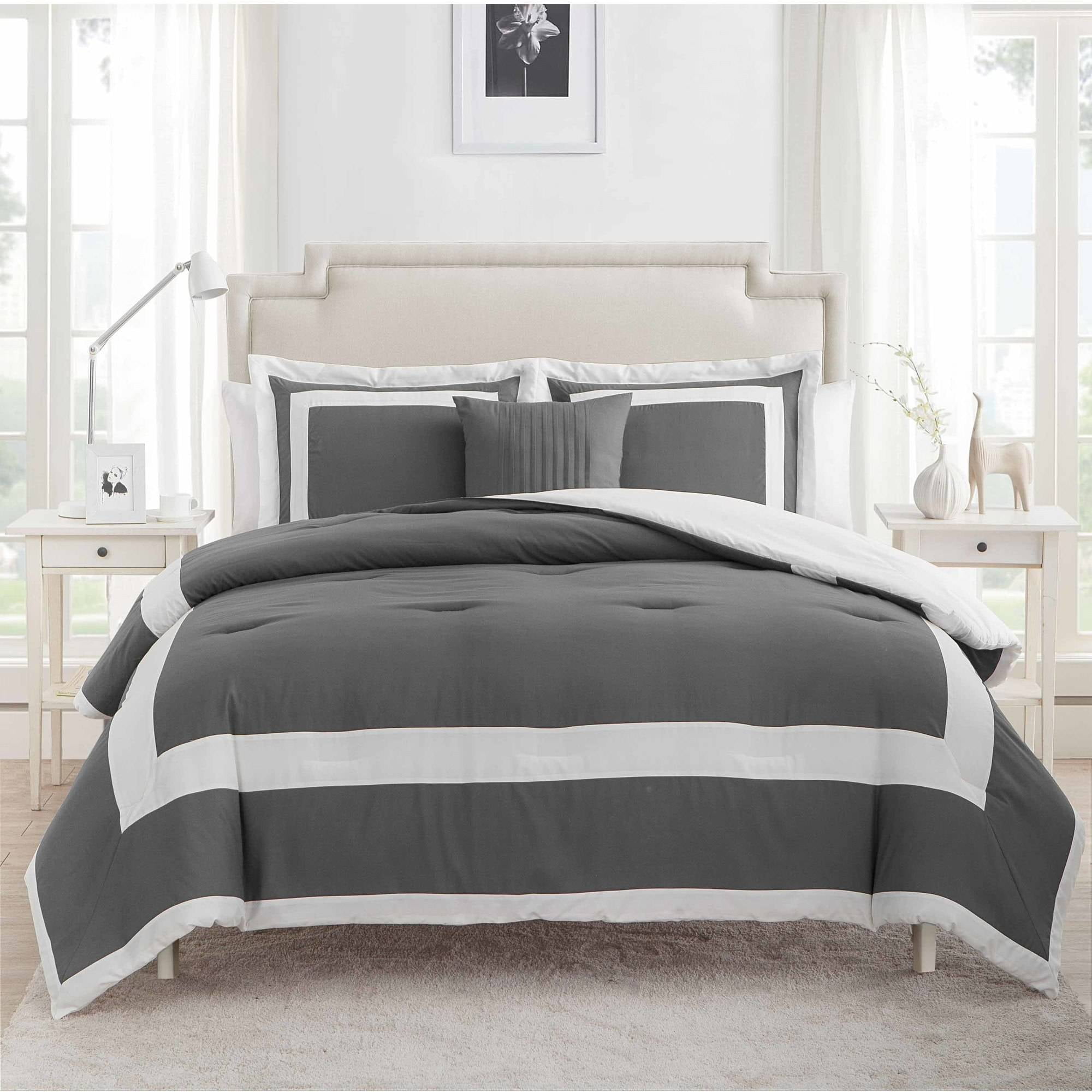Vcny Home Avianna Hotel 4 Piece Bedding Comforter Set Queen Grey