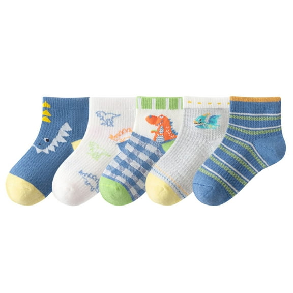 Babcutegg Boys Socks, Comfortable 100% Cotton 5 Pairs Toddlers Socks Blue 9 T