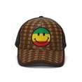 thumbnail image 1 of Chapeau de Camionneur Réglable en Paille avec Patch - Rasta Smile Face, 1 of 2