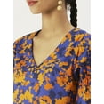 thumbnail image 5 of DressBerry Women’s Printed Cotton Poplin Top V Neck Flared Elbow Sleeves Waist Length Regular Wear Light Weighted Casual Summer Blouse, 5 of 7