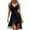 Black, variant on QHFBli Women Summer Dresses Casual Vintage Faux Suede V Neck Spaghetti Strap Mini Dress Trendy Ruched Fringe Hem Sundress