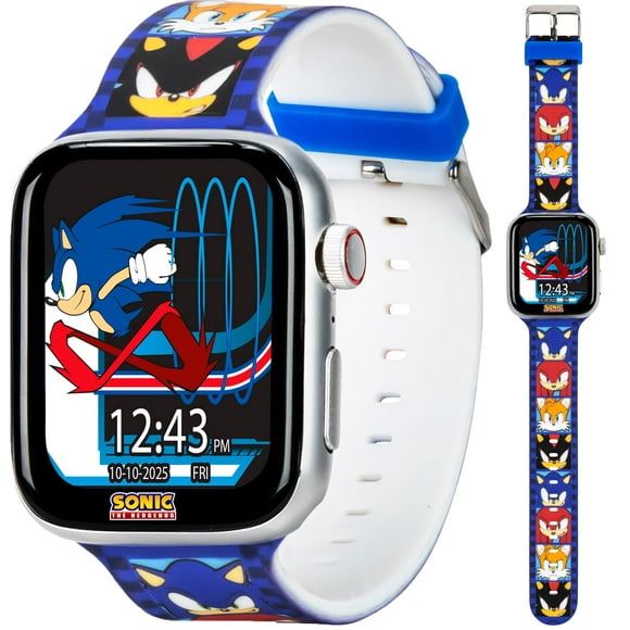 Accutime Sonic The Hedgehog Reloj inteligente Bluetooth para niños - Control remoto de cámara, juegos, podómetro, alarma - Con Sonic, Tails, Knuckles