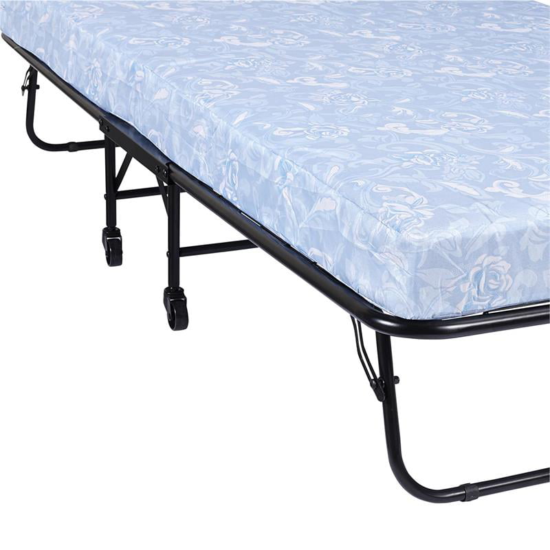 Twin DHP Levy Folding Guest Bed with Metal Frame & 4 Inch Mattress Black