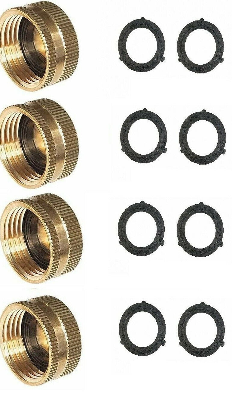 Garden Hose Female End Cap (4 Brass End Caps) Helps Fix Leaky Spigot, Water