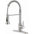 thumbnail image 1 of Robinet de Cuisine, Robinets d'Évier en Acier Inoxydable avec Pulvérisateur à Double Mode, Poignée Unique Arc Haut, Robinets de Lessive Classiques 1 Ou 3 Trous pour Ferme, Véhicule Récréatif, Bar, Nickel Brossé, 1 of 5
