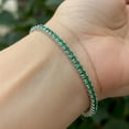 thumbnail image 3 of Emerald Tennis Bracelet for woman 925 Silver Handmade Link Jewelry, Green Gemstone Cuff Bracelet, May Gemstone Bracelet, Dainty Gift for Her, 3 of 7