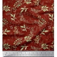 thumbnail image 1 of Soimoi Red Cotton Duck Fabric Berries Leaves Decor Fabric Printed Yard 58 Inch Wide, 1 of 3