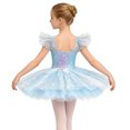 thumbnail image 2 of inlzdz Tutu Girls Dance Competition Dress Gymnastic Skirt Light Blue 110, 2 of 6