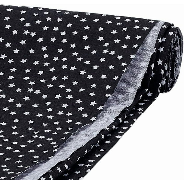 Tela de algodón para coser, 1,09 yardas, con estampado de estrellas, 61 pulgadas de ancho, tela de popelina tejida de algodón negra, por yarda, rectangular.