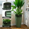 thumbnail image 3 of QCQHDU 24 inch Tall Planters for Outdoor Plants Set of 2, Large Planters for Indoor Outdoor Plants, Decorative Lightweight Flower Pots for Front Porch, Patio, Deck（Green）, 3 of 8