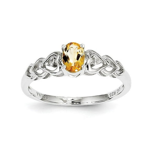 Sterling Silver Rhodium-Plated Citrine & Diam. Ring (Size 10) Made In India qbr23nov-10