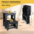 thumbnail image 5 of 2 Step Folding Stool Non Slip 300 lb Capacity Foldable Step Stool 8 and 17 Inch Dual Height Portable Foot Stool for Kitchen Bathroom Black, 5 of 8