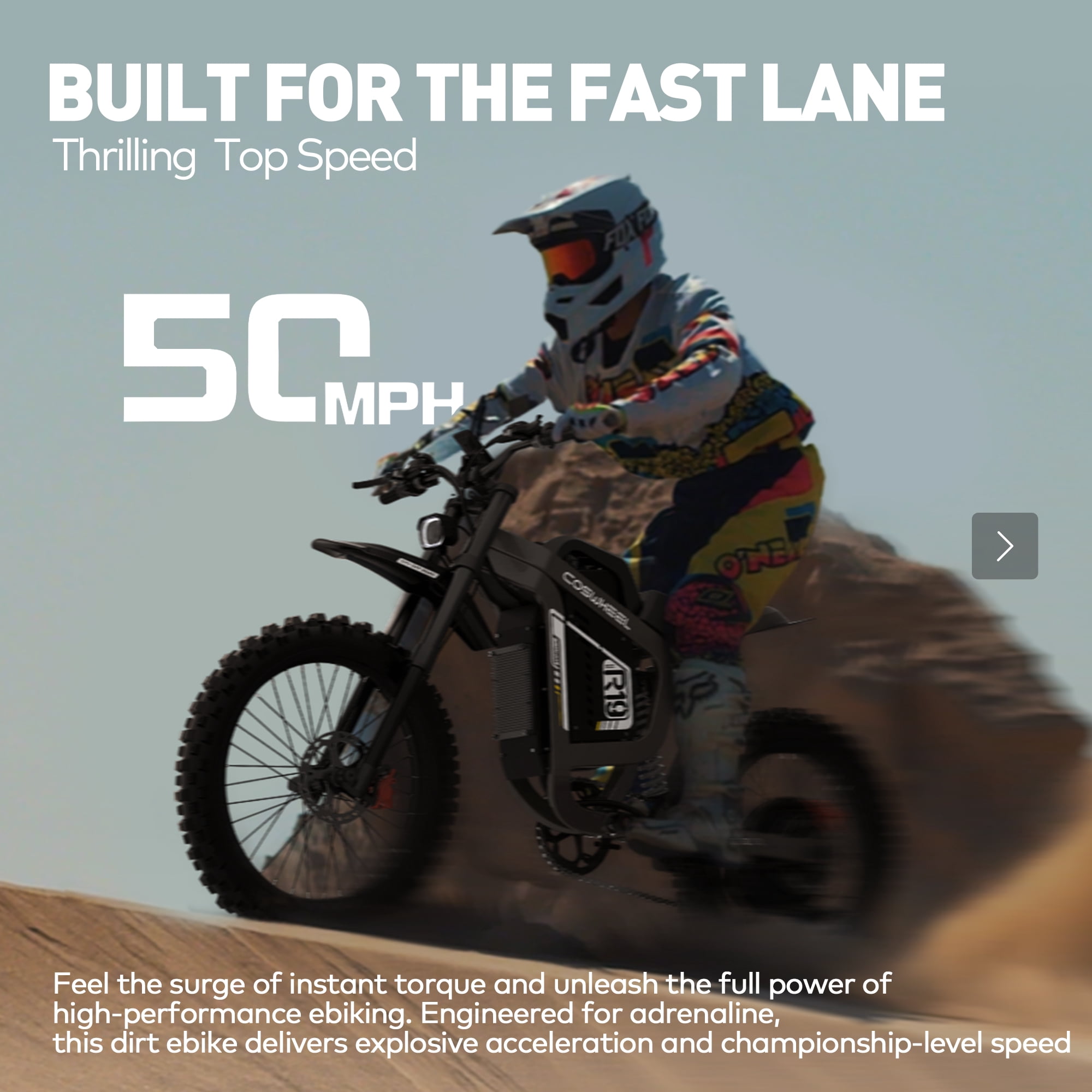 COSWHEEL Electric Bike for Adult, 72V 40AH Electric Dirt Bike, Peak 6000W 19” Tires, 50MPH+ Top Speed, 125 Miles Max Range, Electric Motorcycle Snow, Mountains, Off-Road Ebike for Teens