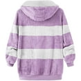 thumbnail image 5 of TQWQT Womens Winter Jacket, Womens Winter Hooded Cardigan Fuzzy Fleece Coat Zipper Long Sleeve Splicing Color Warm Plush Jacket Outwear Plus Size Light Purple XL, 5 of 6