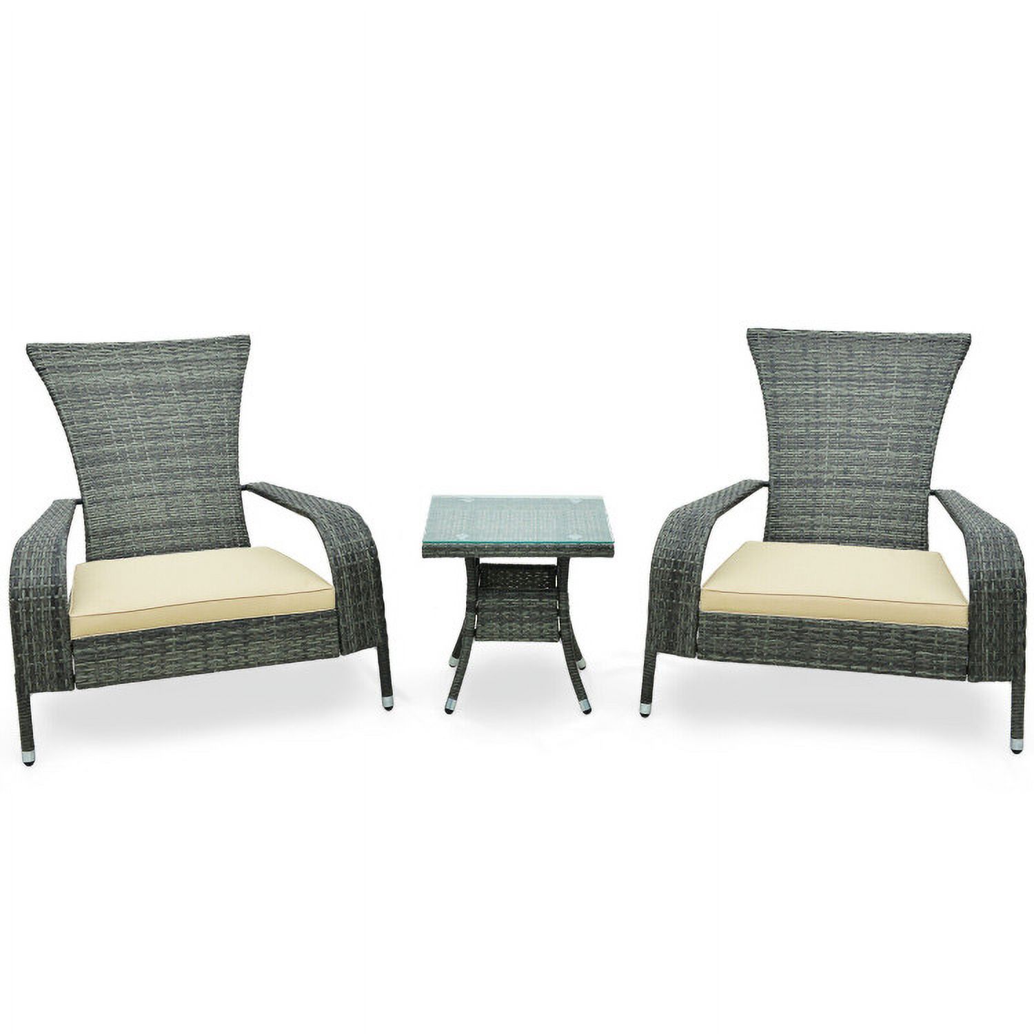 Aimee Lii 3-Piece Wicker Conversation Set with Comfy Seat Cushions, Outdoor Patio Furniture, Gray