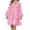 Pink, variant on VSSSJ Womens V Neck Solid Color Embroidery Eyelet Loose Dresses Lantern Long Sleeve Buttons Lace Stitching Swing Ruffle Tiered Dress Pink M