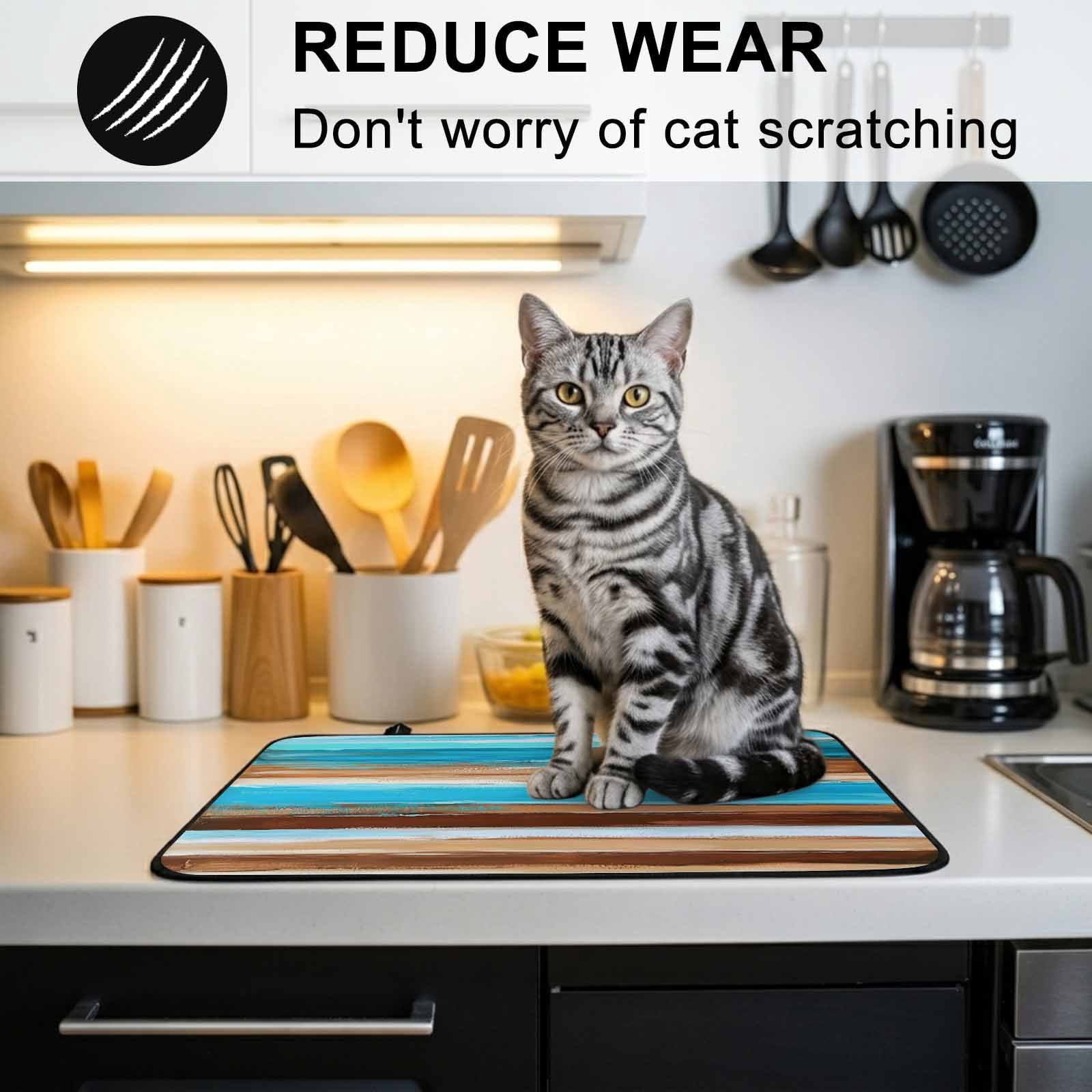 Turquoise Brown Stove Top Cover for Electric Stove, Heat-proof & Non Slip Glass Top Stove Cover Protector, Gradient Rustic Ocean Wood Grain Kitchen Flat Cooktop Rubber Mat 24x21 Inches