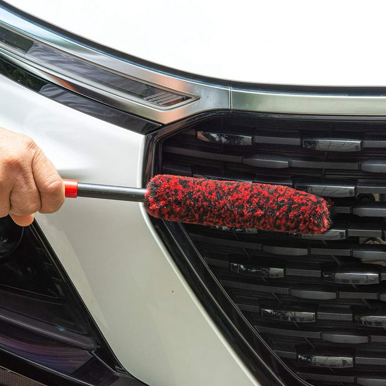 3Wliners 3W Car Wash Brush & Tire Rim Brush Set Kit Car Care Tire Rim Cleaner Bristles, Car Brush & Rim Brush Set
