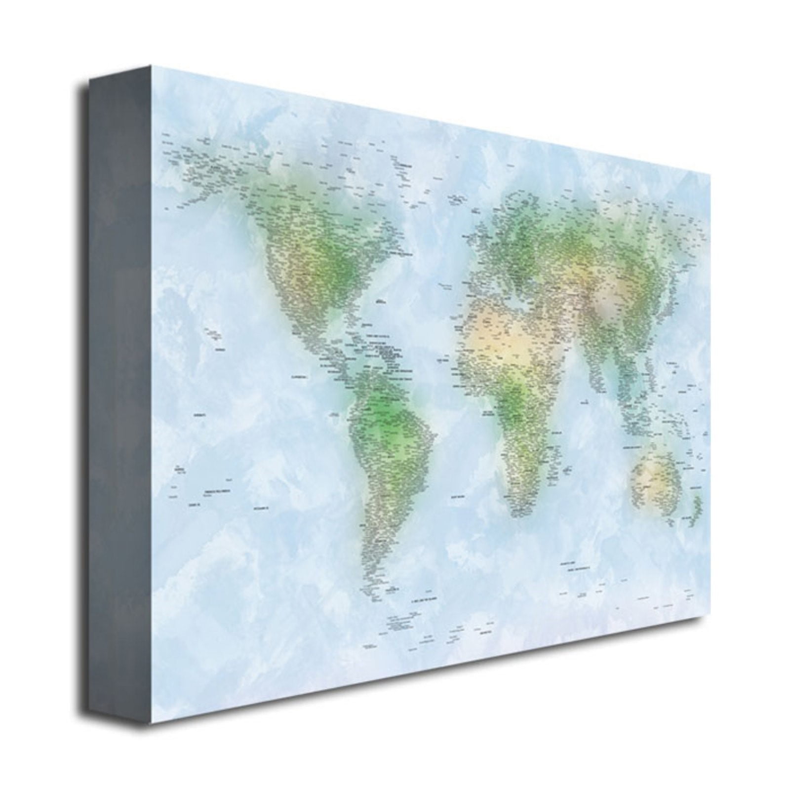Trademark Art "Watercolor Cities World Map" Canvas Art by Michael Tompsett