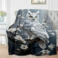 thumbnail image 5 of Owl & Floral Print Throw Blanket, Soft Lightweight Knit, Polyester, Digital Print, Flannel, Contemporary Style, All-Season, Perfect Gift for Sofa, Bed, Chair, Camping - 70x100cm, 5 of 6