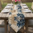 thumbnail image 6 of Blue Brown Palm Leaf Table Runner Linen Burlap Table Runner 90 Inches Long Summer Botanical Vintage Dresser Scarves for Kitchen Island Coffee Dining Room Party Wedding Banquet Holiday Decor 13"x90", 6 of 8