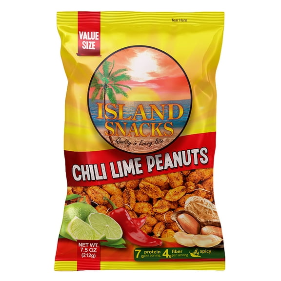Island Snacks Chili Lime Peanuts, 7.5 oz., 6-Pack